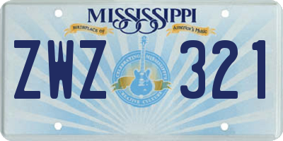 MS license plate ZWZ321