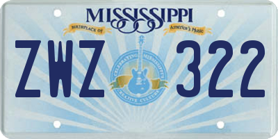 MS license plate ZWZ322