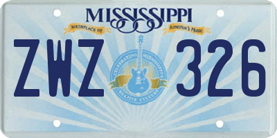 MS license plate ZWZ326