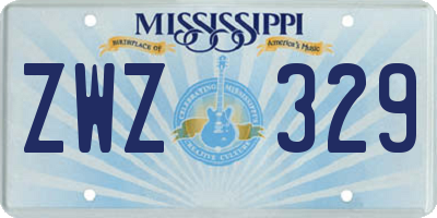 MS license plate ZWZ329