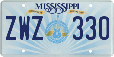 MS license plate ZWZ330