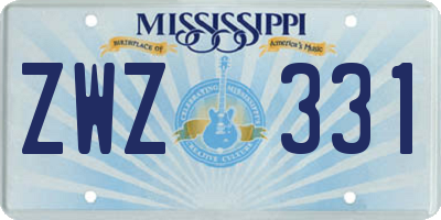 MS license plate ZWZ331