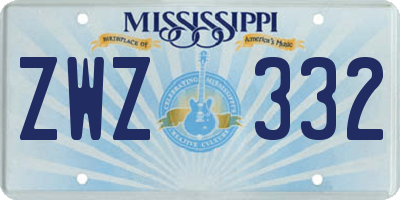 MS license plate ZWZ332