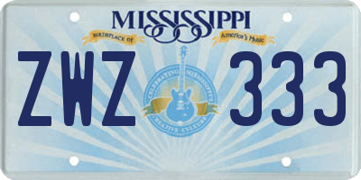 MS license plate ZWZ333