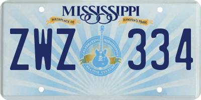MS license plate ZWZ334