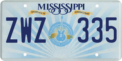 MS license plate ZWZ335