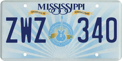 MS license plate ZWZ340