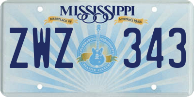 MS license plate ZWZ343