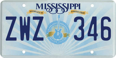 MS license plate ZWZ346