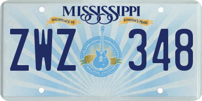 MS license plate ZWZ348