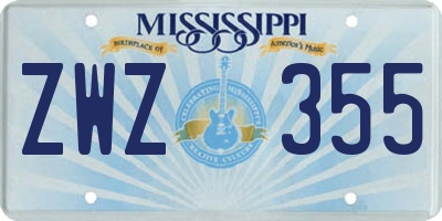 MS license plate ZWZ355