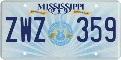 MS license plate ZWZ359