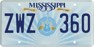 MS license plate ZWZ360