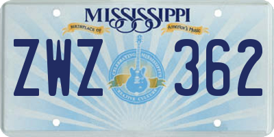 MS license plate ZWZ362