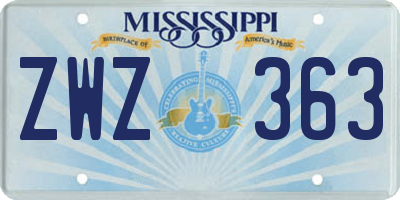 MS license plate ZWZ363