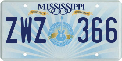 MS license plate ZWZ366