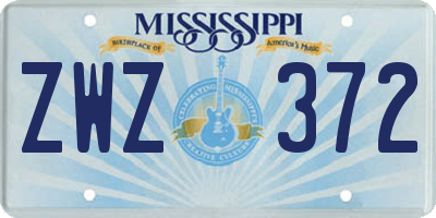 MS license plate ZWZ372