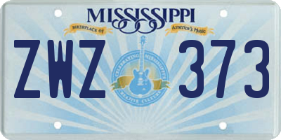 MS license plate ZWZ373