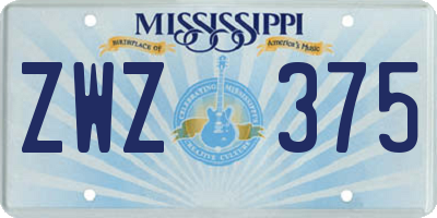 MS license plate ZWZ375