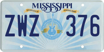 MS license plate ZWZ376