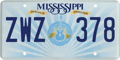 MS license plate ZWZ378