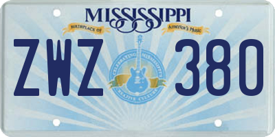 MS license plate ZWZ380