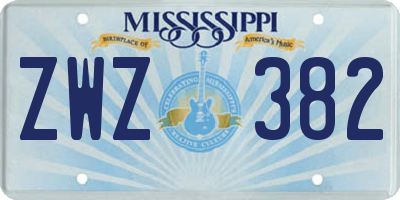 MS license plate ZWZ382