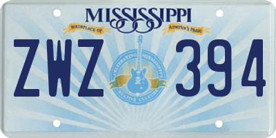 MS license plate ZWZ394