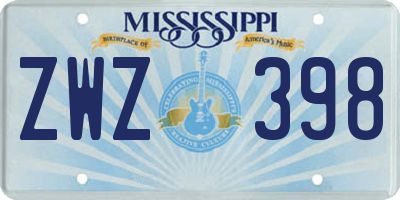 MS license plate ZWZ398
