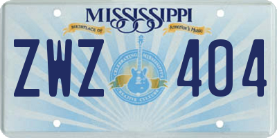 MS license plate ZWZ404
