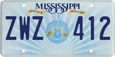 MS license plate ZWZ412