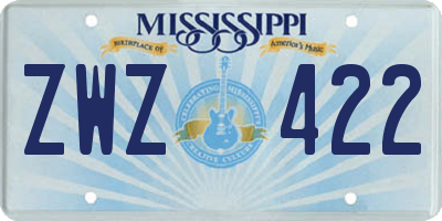 MS license plate ZWZ422