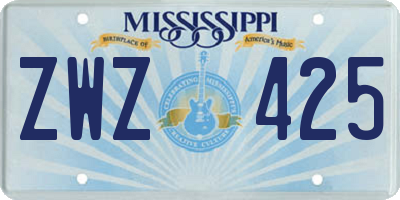 MS license plate ZWZ425