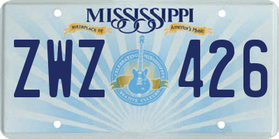 MS license plate ZWZ426
