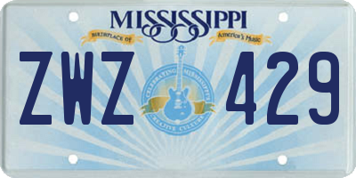 MS license plate ZWZ429