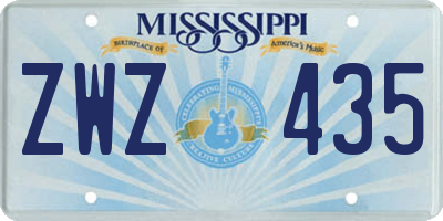 MS license plate ZWZ435