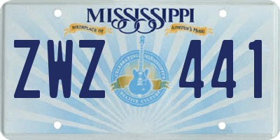 MS license plate ZWZ441