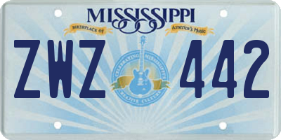 MS license plate ZWZ442