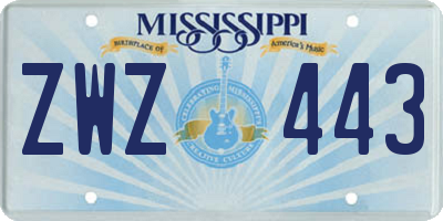 MS license plate ZWZ443