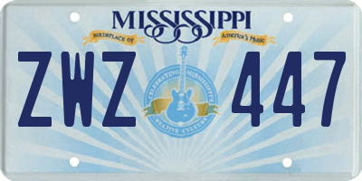 MS license plate ZWZ447