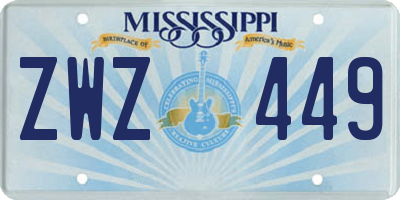 MS license plate ZWZ449