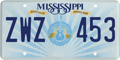 MS license plate ZWZ453