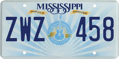 MS license plate ZWZ458