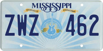 MS license plate ZWZ462