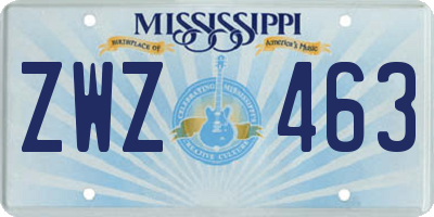 MS license plate ZWZ463