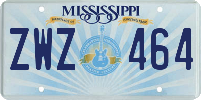 MS license plate ZWZ464