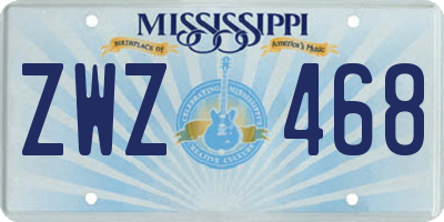 MS license plate ZWZ468