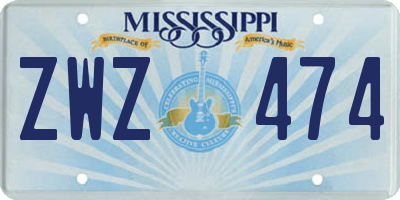 MS license plate ZWZ474
