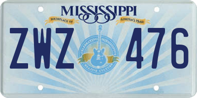 MS license plate ZWZ476