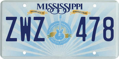 MS license plate ZWZ478